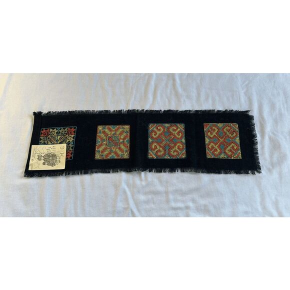 Colorful Black/Yellow/Orange Embroidered Wall Hanging/ Tapestry - Picture 7 of 7